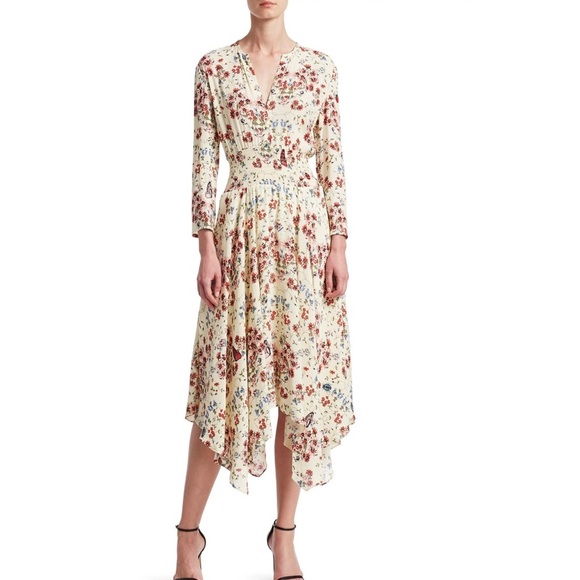 Maje Cream and Floral Midi Dress Size 1 - Picture 2 of 13